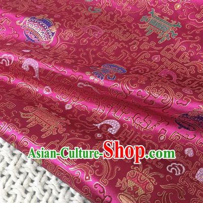 Asian Chinese Traditional Rosy Silk Fabric Royal Pattern Brocade Cheongsam Cloth Silk Fabric
