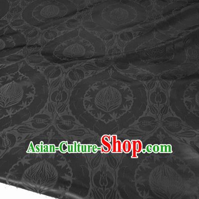 Asian Chinese Traditional Black Silk Fabric Royal Pattern Brocade Cheongsam Cloth Silk Fabric