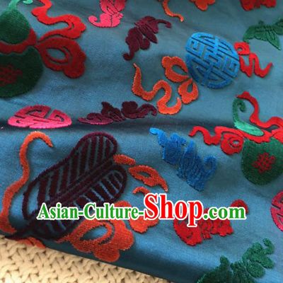 Asian Chinese Traditional Silk Fabric Classical Pattern Peacock Green Brocade Cheongsam Embroidered Cloth Silk Fabric