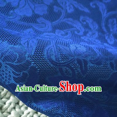 Asian Chinese Traditional Royalblue Silk Fabric Royal Pattern Brocade Cheongsam Cloth Silk Fabric