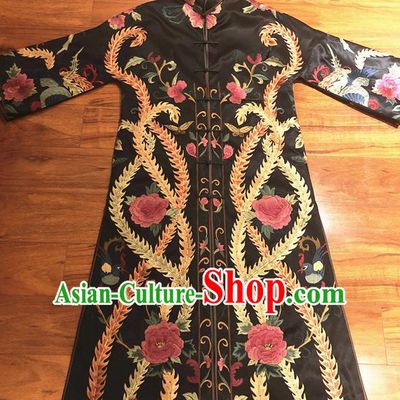 Traditional Chinese Handmade Costume Tang Suit Embroidered Peony Coat for Women