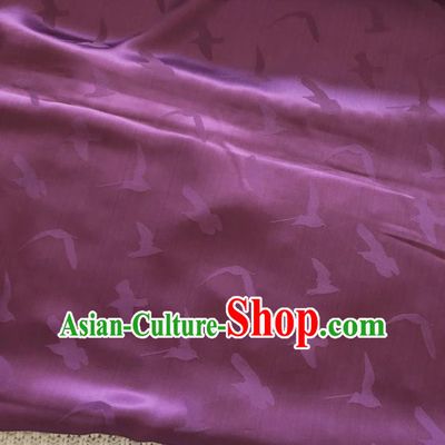 Asian Chinese Traditional Silk Fabric Classical Pattern Purple Brocade Cheongsam Embroidered Cloth Silk Fabric