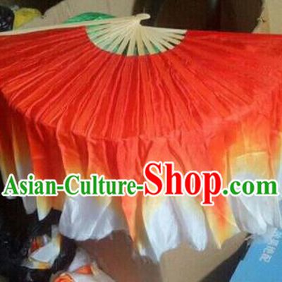 Traditional Chinese Crafts Folding Fan China Folk Dance Fans Red Silk Fans