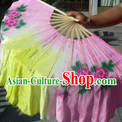 Traditional Chinese Crafts Folding Fan China Folk Dance Fans Pink Silk Fans