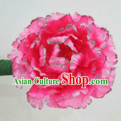 Traditional Chinese Folk Dance Accessories Opening Dance Pink Peony Flower for Women