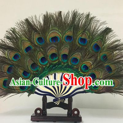 Traditional Chinese Crafts Feather Fan China Folk Dance Peacock Feather Fans