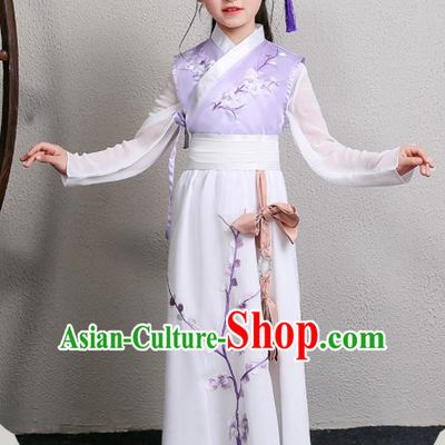 Chinese Ming Dynasty Princess Costume Ancient Swordsman Hanfu Clothing for Kids