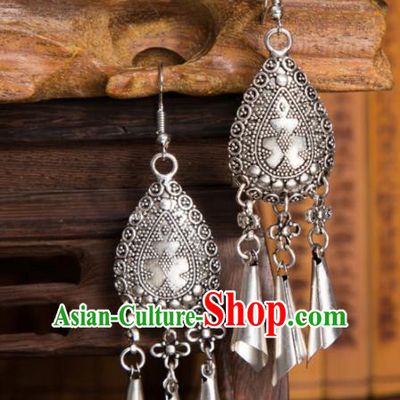 Chinese Traditional Jewelry Accessories Miao Minority Tassel Earrings for Women