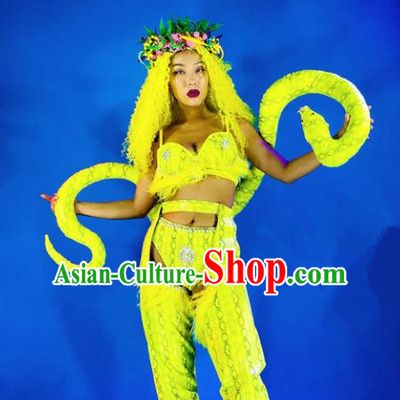Professional Stage Performance Costume Halloween Cosplay Python Clothing and Headwear for Women
