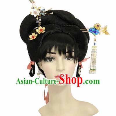 Chinese Ancient Princess Hair Accessories Beijing Opera Palace Lady Hairpins and Wigs for Women