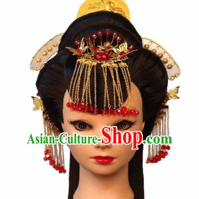 Chinese Ancient Imperial Consort Hair Accessories Beijing Opera Palace Lady Hairpins and Wigs for Women