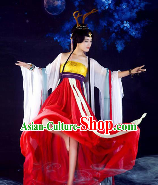 Chinese Ancient Palace Lady Hanfu Han Dynasty Imperial Concubine Queen Embroidered Historical Costumes