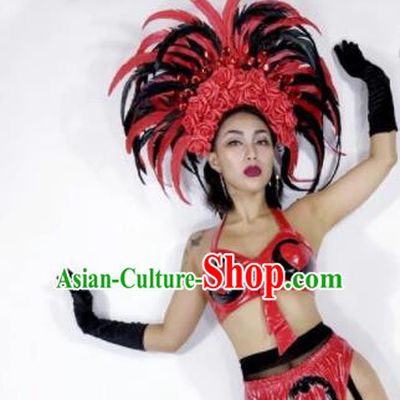 Professional Stage Performance Hair Accessories Brazilian Carnival Feather Headwear for Women