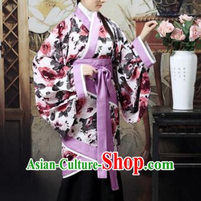 Chinese Traditional Han Dynasty Imperial Consort Printing Peony Hanfu Dress Ancient Maidenform Costumes for Women