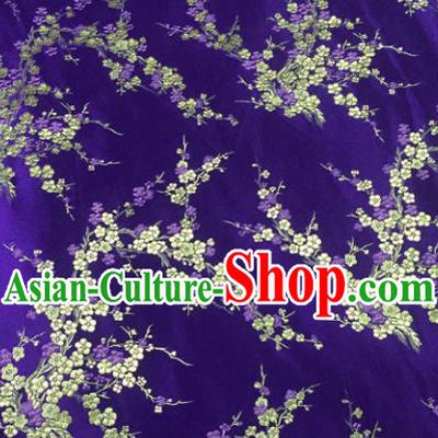Chinese Traditional Purple Silk Fabric Cheongsam Tang Suit Brocade Plum Blossom Pattern Cloth Material Drapery