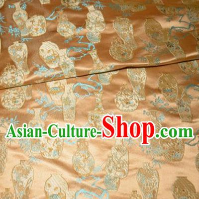 Chinese Traditional Silk Fabric Cheongsam Tang Suit Brocade Vase Pattern Cloth Material Drapery