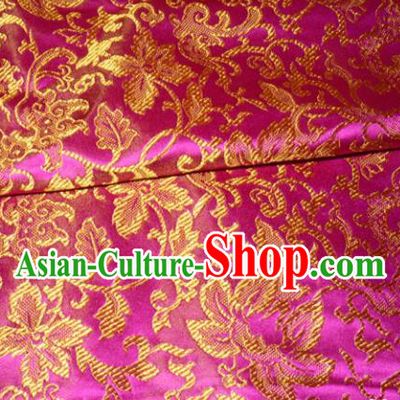 Chinese Traditional Rosy Silk Fabric Cheongsam Tang Suit Brocade Palace Pattern Cloth Material Drapery