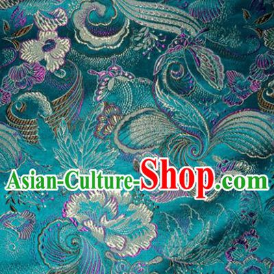 Chinese Traditional Green Silk Fabric Cheongsam Tang Suit Brocade Palace Pattern Cloth Material Drapery