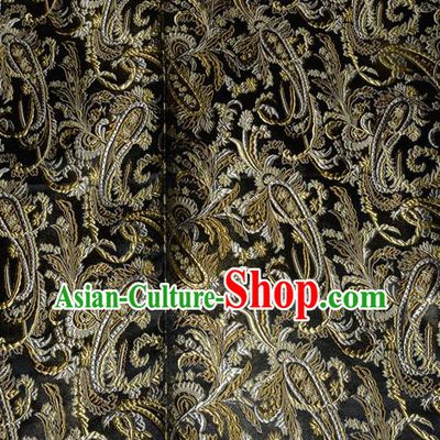 Chinese Traditional Black Silk Fabric Tang Suit Brocade Cheongsam Palace Pattern Cloth Material Drapery