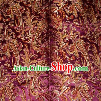 Chinese Traditional Purple Silk Fabric Tang Suit Brocade Cheongsam Palace Pattern Cloth Material Drapery