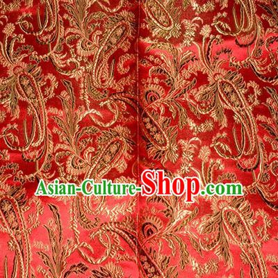 Chinese Traditional Red Silk Fabric Tang Suit Brocade Cheongsam Palace Pattern Cloth Material Drapery