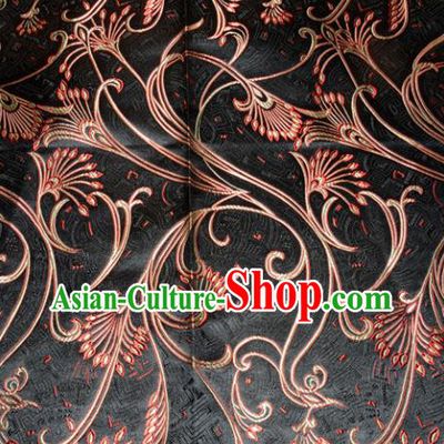 Chinese Traditional Black Silk Fabric Tang Suit Brocade Cheongsam Peacock Tail Pattern Cloth Material Drapery