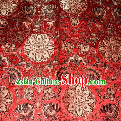 Chinese Traditional Silk Fabric Tang Suit Red Brocade Cheongsam Palace Pattern Cloth Material Drapery