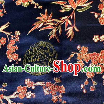 Chinese Traditional Silk Fabric Cheongsam Tang Suit Bamboo Wintersweet Pattern Brocade Cloth Drapery