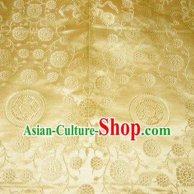 Chinese Traditional Yellow Silk Fabric Tang Suit Brocade Cheongsam Waxberry Pattern Cloth Material Drapery