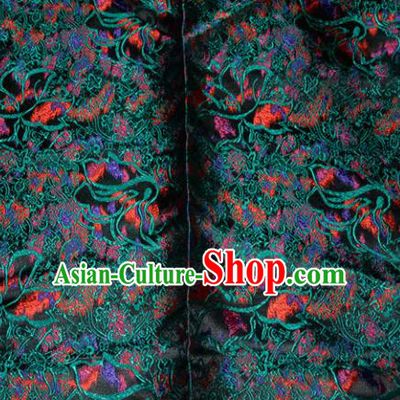 Chinese Traditional Silk Fabric Tang Suit Brocade Cheongsam Classical Green Pattern Cloth Material Drapery