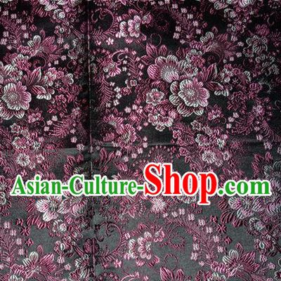 Chinese Traditional Silk Fabric Tang Suit Black Brocade Cheongsam Classical Purple Pattern Cloth Material Drapery