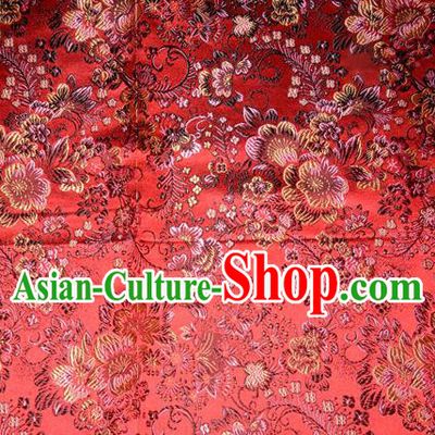 Chinese Traditional Red Silk Fabric Tang Suit Brocade Cheongsam Classical Pattern Cloth Material Drapery