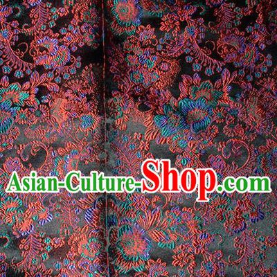 Chinese Traditional Black Silk Fabric Tang Suit Brocade Cheongsam Classical Pattern Cloth Material Drapery