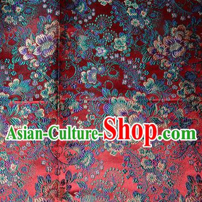 Chinese Traditional Dark Red Silk Fabric Tang Suit Brocade Cheongsam Classical Pattern Cloth Material Drapery