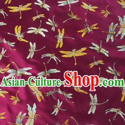 Chinese Traditional Silk Fabric Cheongsam Tang Suit Brocade Dragonfly Pattern Cloth Material Drapery