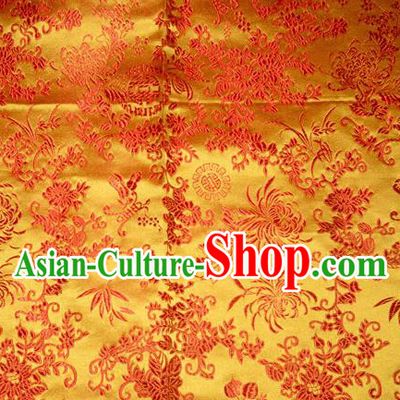 Chrysanthemum Pattern Chinese Traditional Yellow Silk Fabric Tang Suit Brocade Cloth Cheongsam Material Drapery