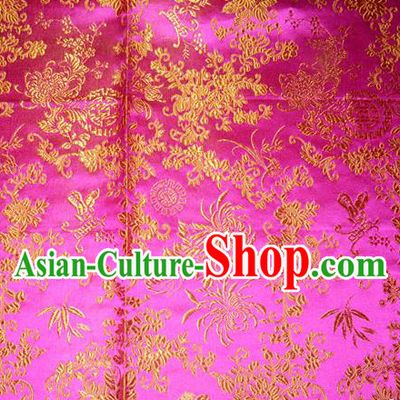 Chrysanthemum Pattern Chinese Traditional Rosy Silk Fabric Tang Suit Brocade Cloth Cheongsam Material Drapery