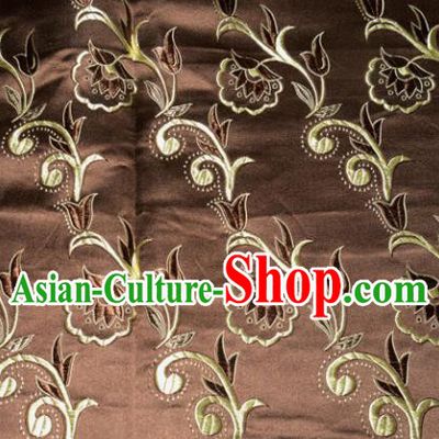 Chinese Traditional Brown Silk Fabric Tang Suit Brocade Cloth Cheongsam Material Drapery