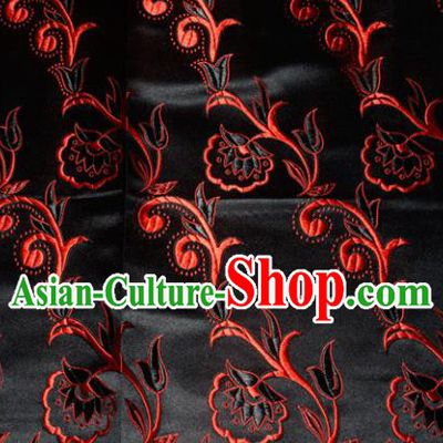 Chinese Traditional Black Silk Fabric Tang Suit Brocade Cloth Cheongsam Material Drapery
