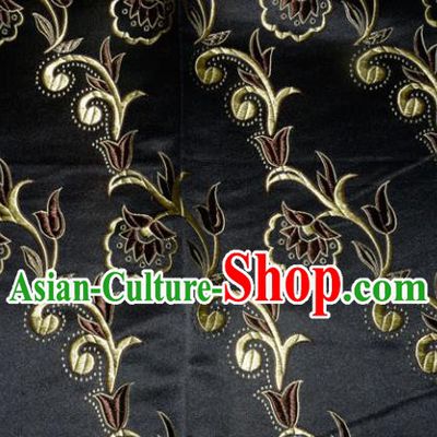 Chinese Traditional Silk Fabric Tang Suit Black Brocade Cloth Cheongsam Material Drapery
