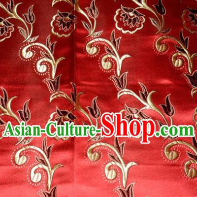 Chinese Traditional Silk Fabric Tang Suit Red Brocade Cloth Cheongsam Material Drapery