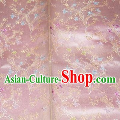 Chinese Traditional Silk Fabric Poplar Blossom Pattern Tang Suit Pink Brocade Cloth Cheongsam Material Drapery