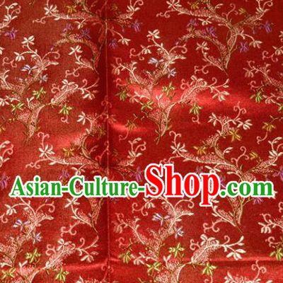 Chinese Traditional Silk Fabric Poplar Blossom Pattern Tang Suit Red Brocade Cloth Cheongsam Material Drapery