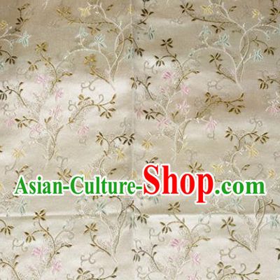 Chinese Traditional Silk Fabric Poplar Blossom Pattern Tang Suit White Brocade Cloth Cheongsam Material Drapery