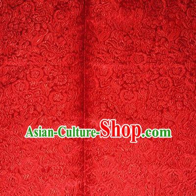 Chinese Traditional Cheongsam Red Silk Fabric Tang Suit Brocade Classical Pattern Cloth Material Drapery