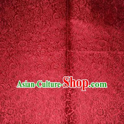 Chinese Traditional Cheongsam Wine Red Silk Fabric Tang Suit Brocade Classical Pattern Cloth Material Drapery