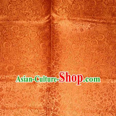 Chinese Traditional Cheongsam Orange Silk Fabric Tang Suit Brocade Classical Pattern Cloth Material Drapery