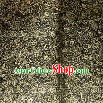 Chinese Traditional Cheongsam Black Silk Fabric Tang Suit Brocade Classical Pattern Cloth Material Drapery