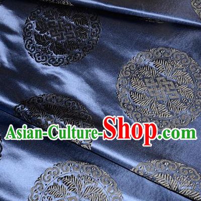 Chinese Traditional Cheongsam Silk Fabric Tang Suit Navy Brocade Classical Round Pattern Cloth Material Drapery