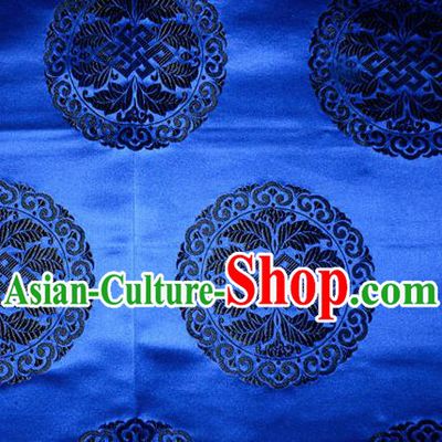 Chinese Traditional Cheongsam Silk Fabric Tang Suit Royalblue Brocade Classical Round Pattern Cloth Material Drapery